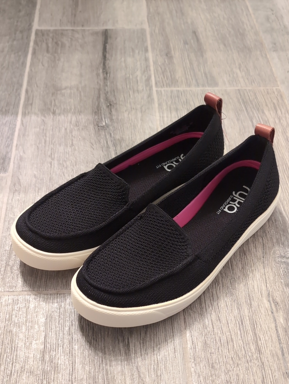 Ryka Black Knit Slip-On Casual Flats